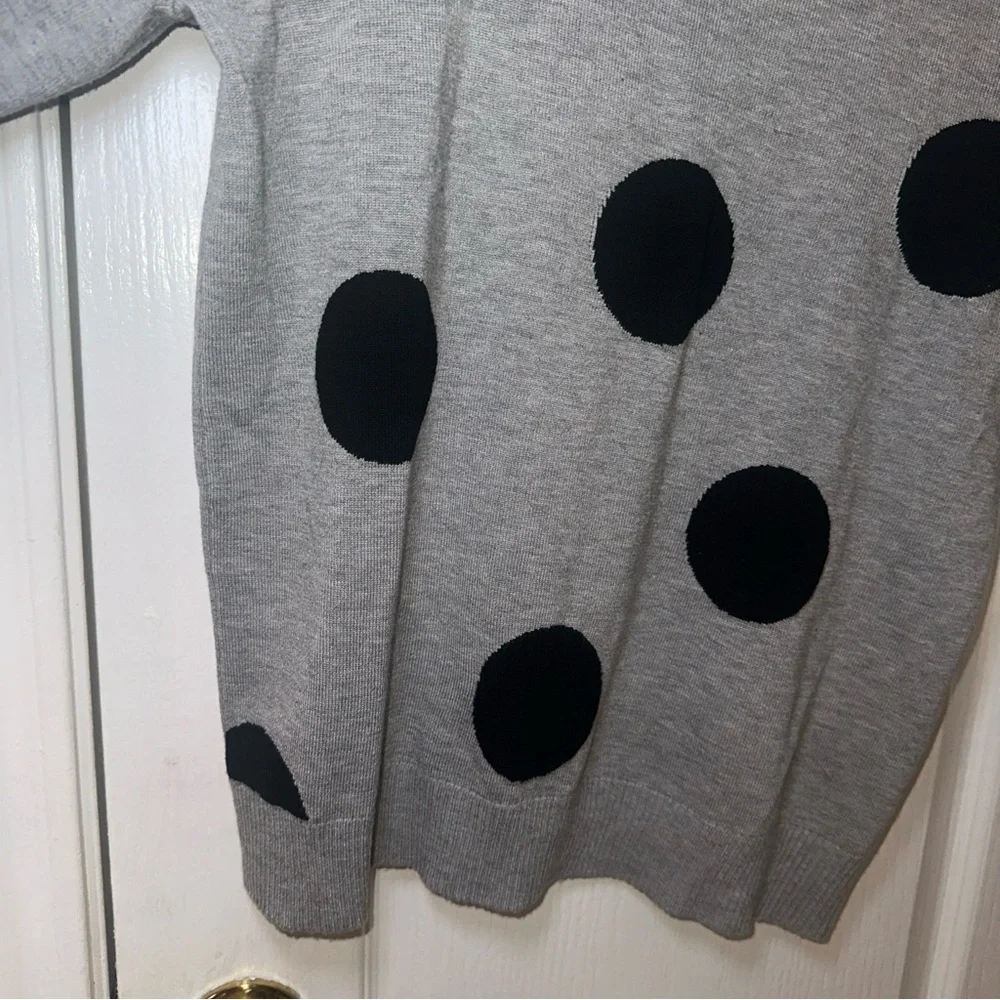 philosophy Women’s Grey With Black Polk Dots Sweater Size Small Rayon‎ And Nylon